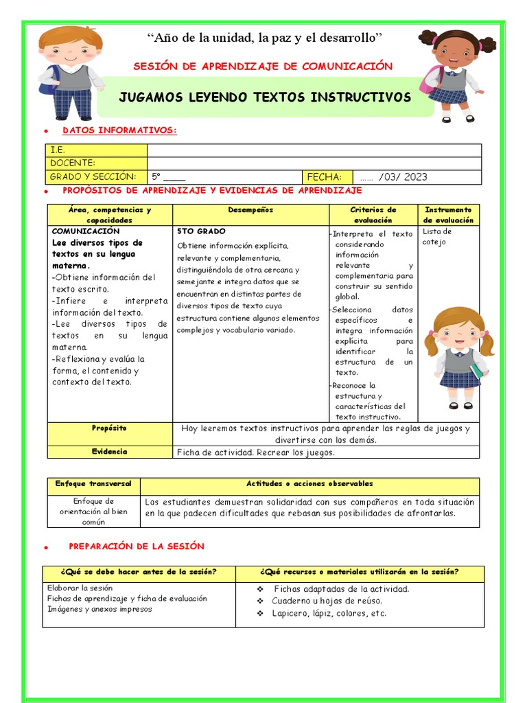 Juegos y textos instructivos para niños | PDF | Evaluación | Aprendizaje