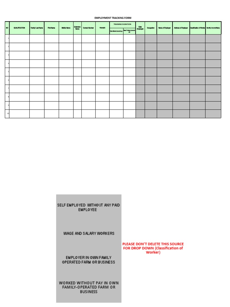 Employment Tracking Form | PDF