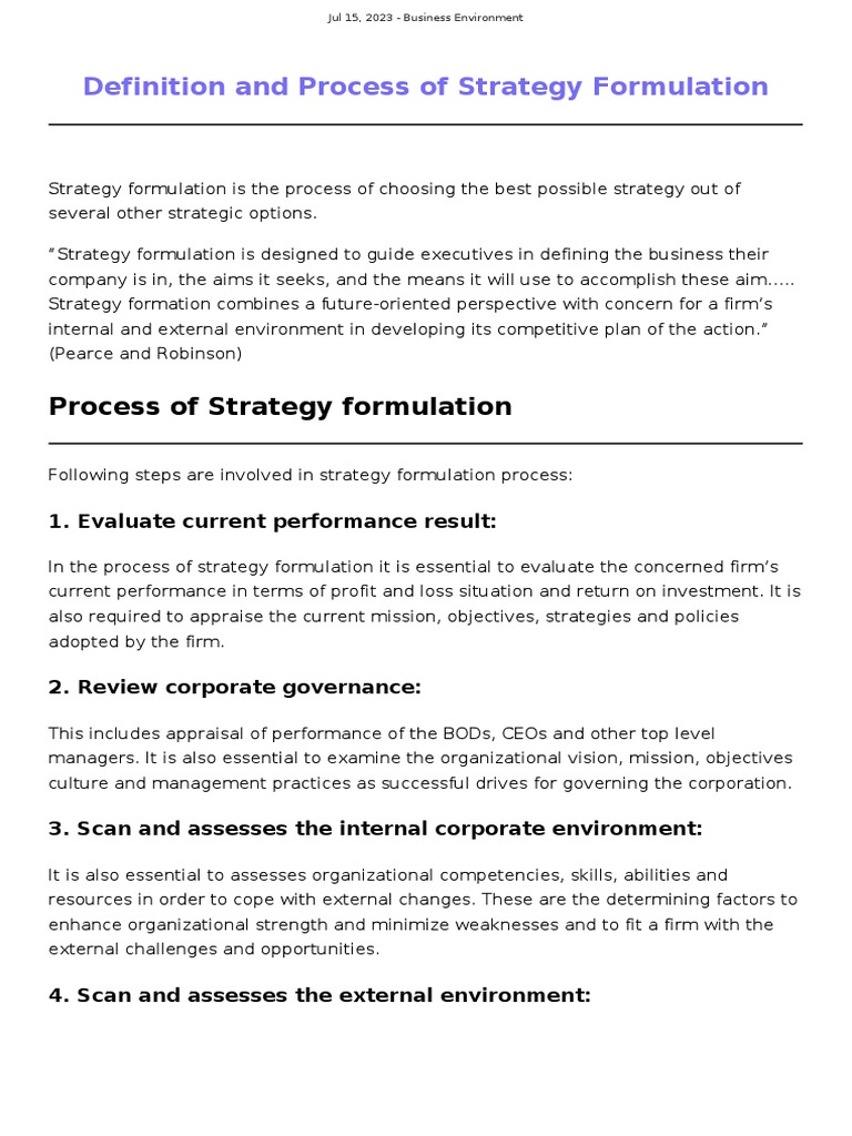 Strategy Formulation and Strategic Choice | PDF | Strategic Management ...