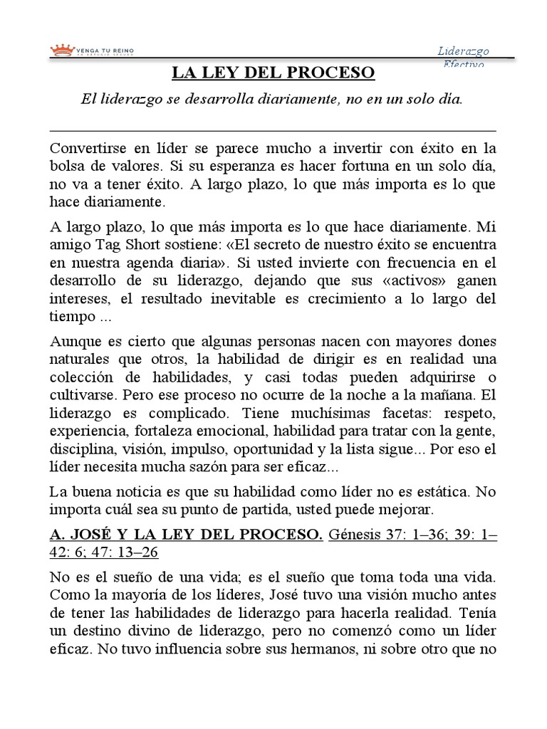 3La Ley Del Proceso PDF Liderazgo Dios