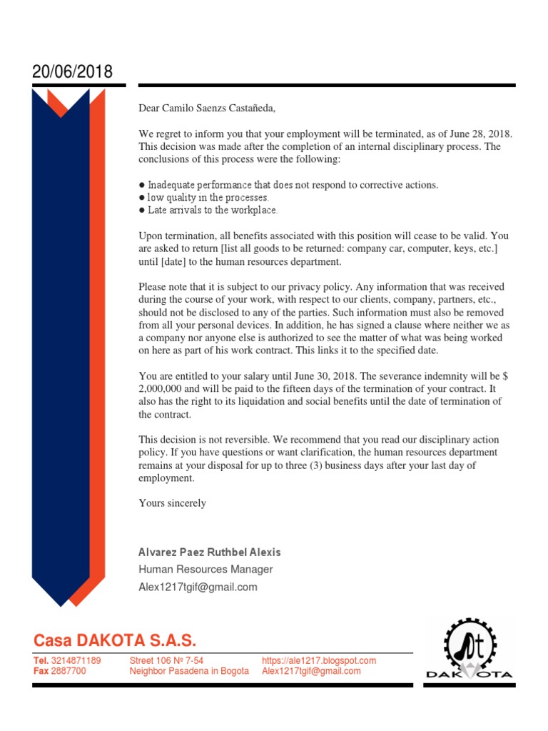Firing Letter - Output | PDF