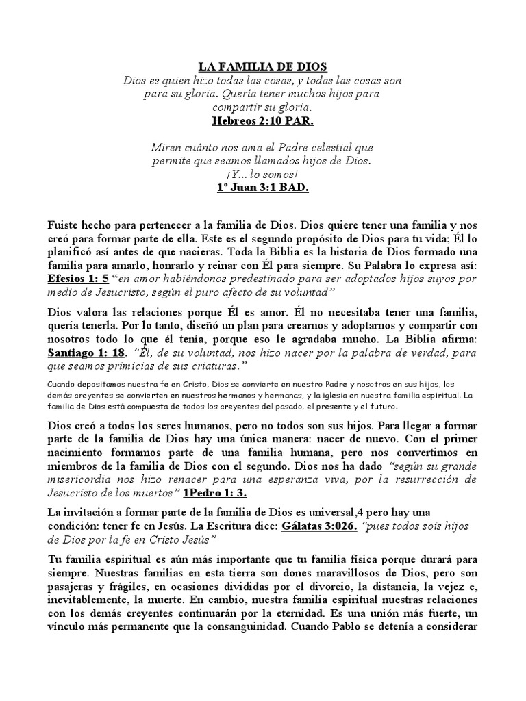 La Familia de Dios y Su Importancia | PDF | Amor | Jesús