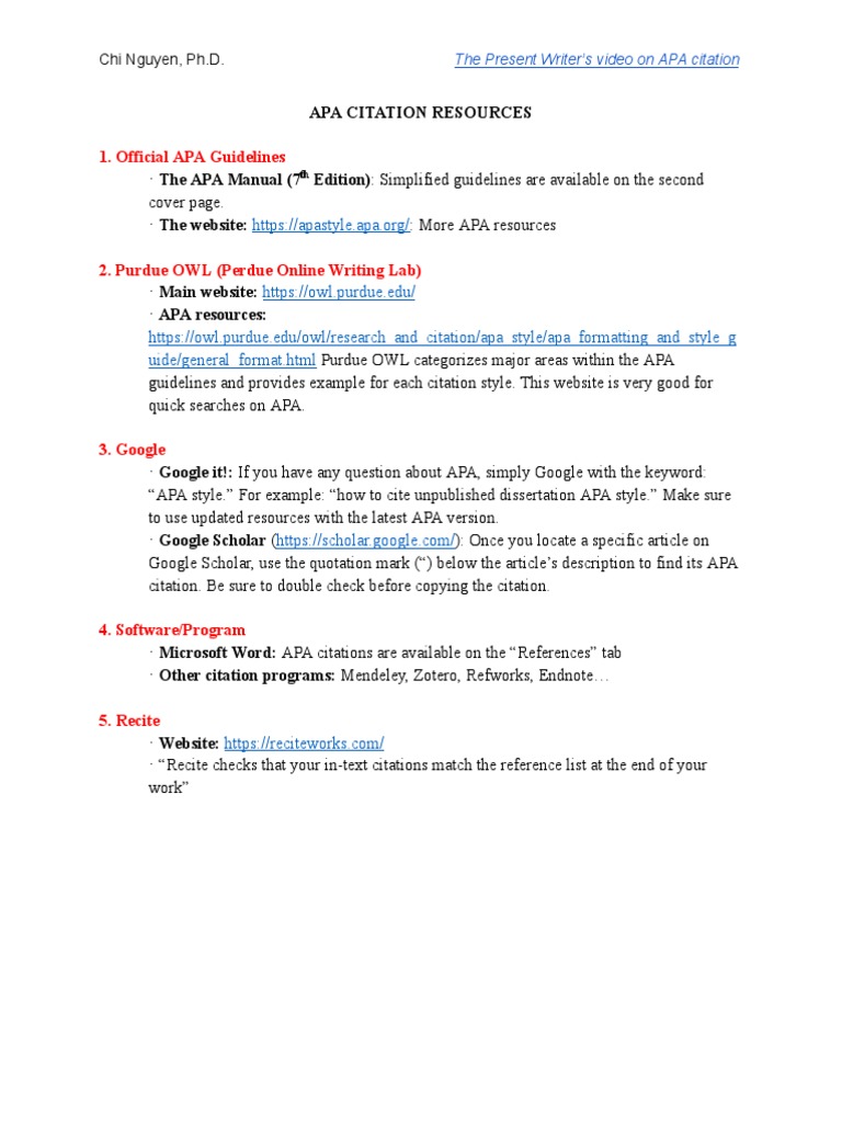 APA Citation Guidelines and Tips | PDF | Apa Style | Citation