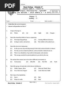 Royal College Grade 06 Science First Term Paper English Medium