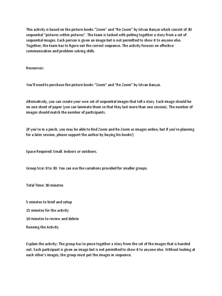 Zoom Activity Team Building Detailing | PDF | Psychological Concepts ...