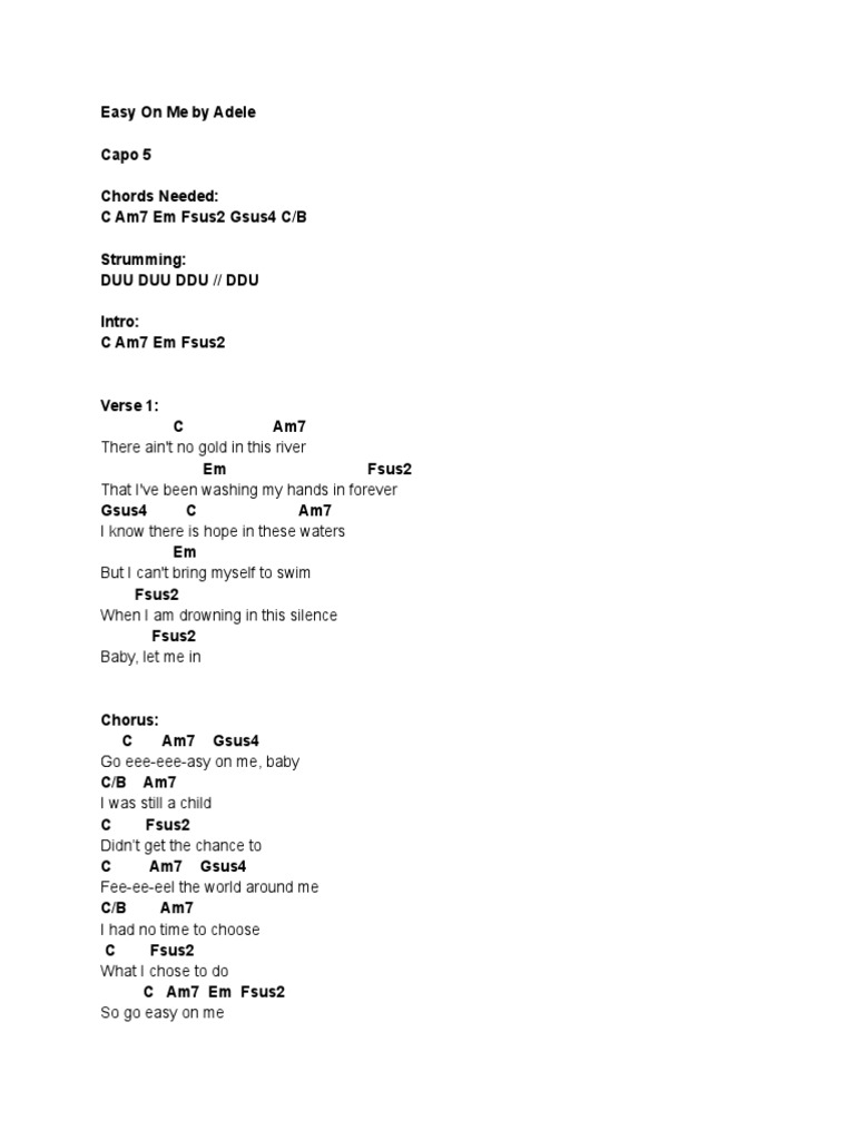 Easy On Me Chords and Lyrics | PDF