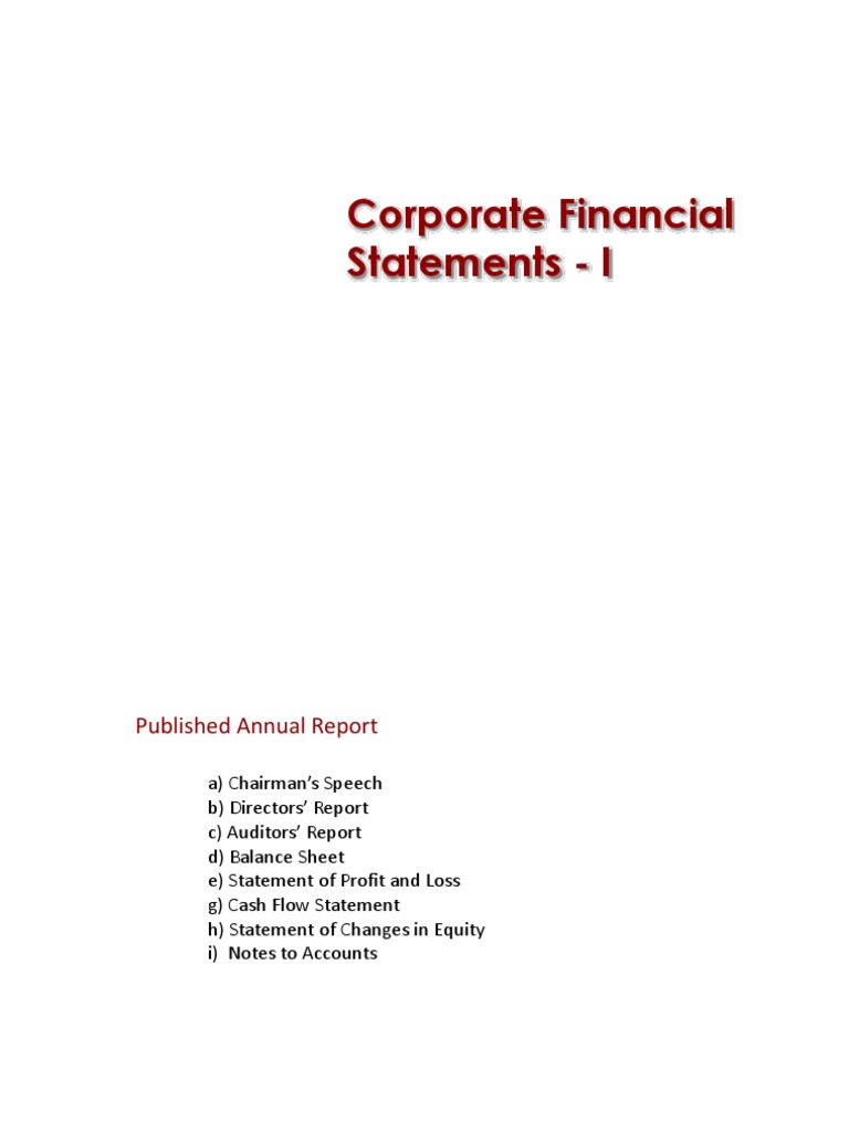 Corporate Financial Statements Overview | PDF | Income Statement ...