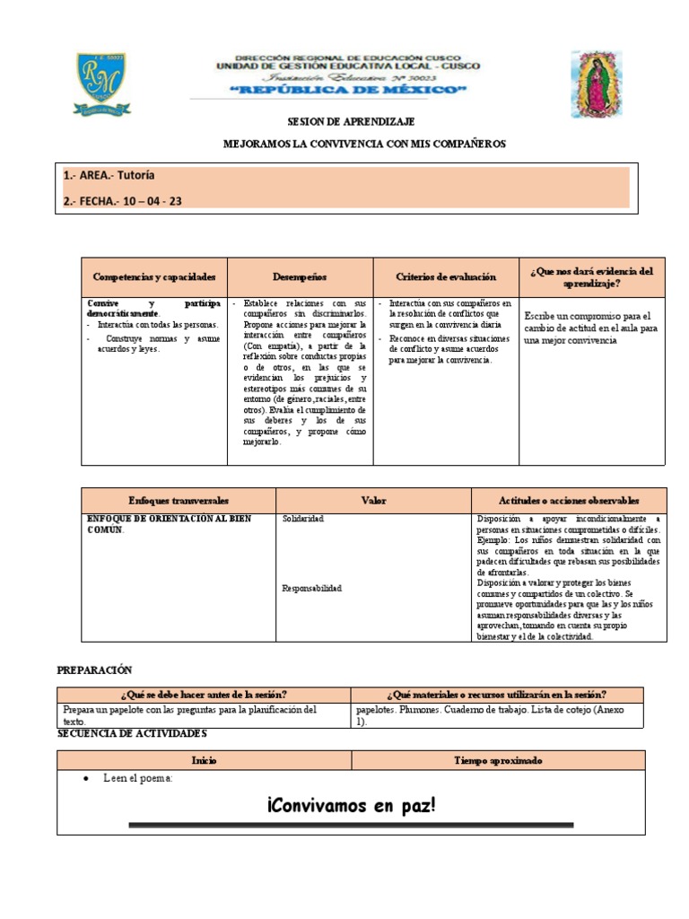 Mejora de la convivencia escolar | PDF | Aprendizaje | Evaluación