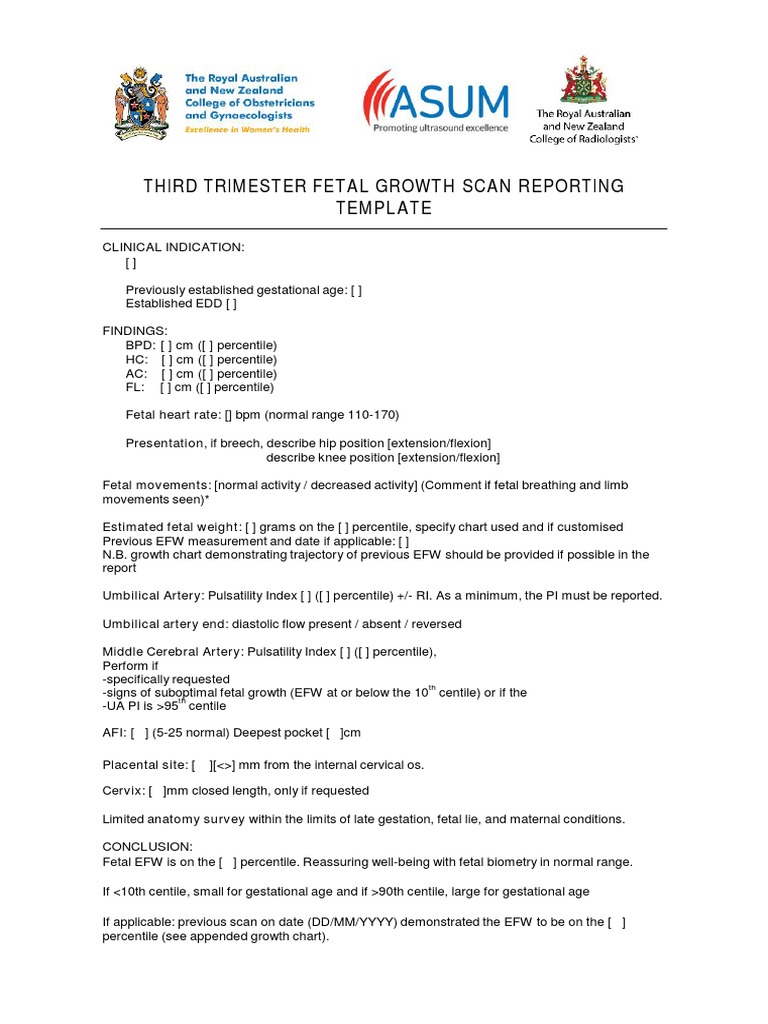 Third Trimester Fetal Growth Scan Report | PDF | Fetus | Percentile