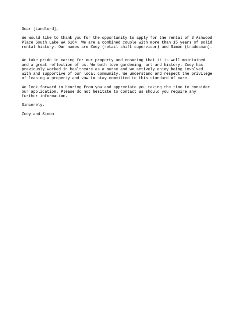 Rental Letter | PDF