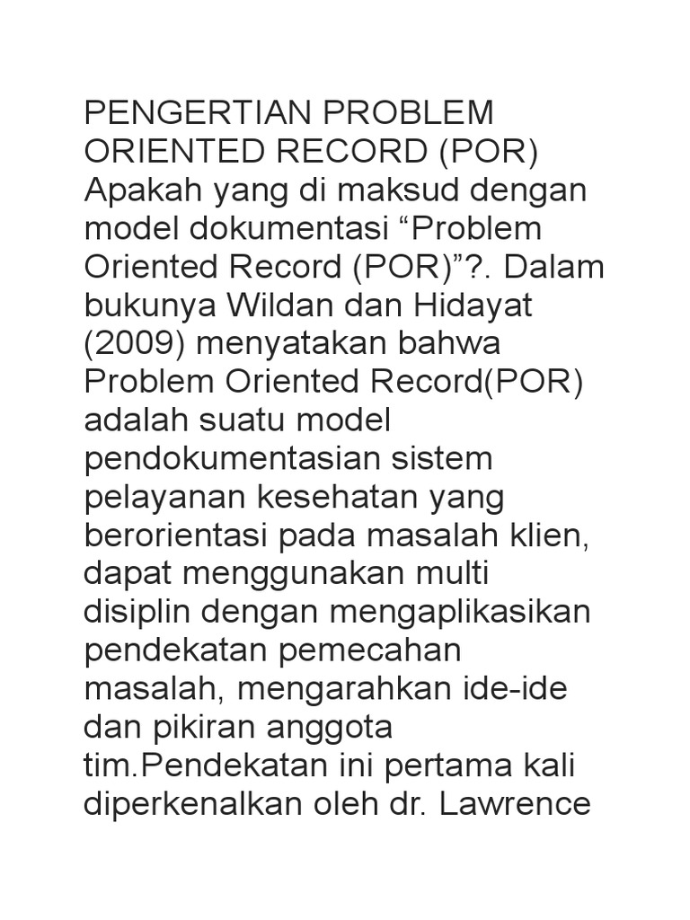 Pengertian Problem Oriented Record | PDF