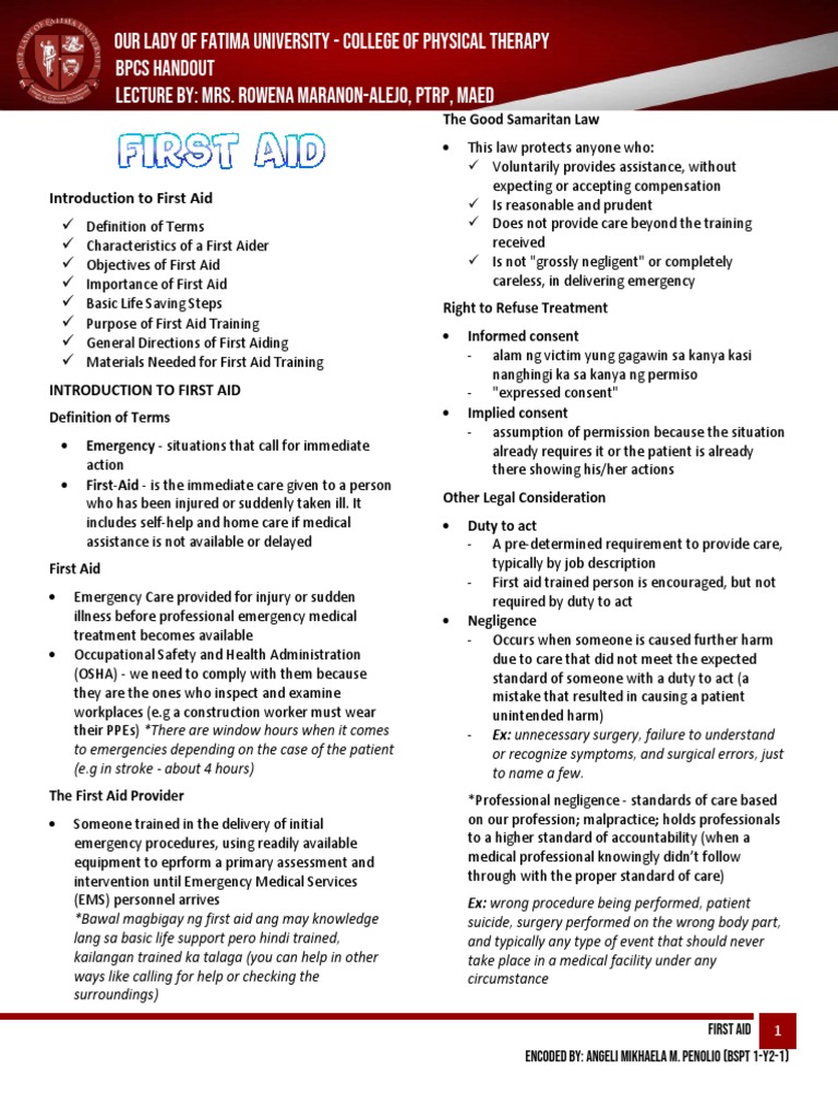 FiRST AID PDF First Aid Informed Consent