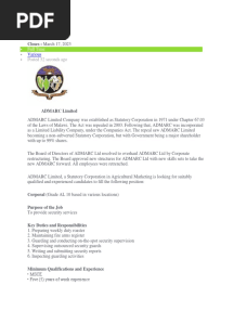 Admarc Vacancies 2023
