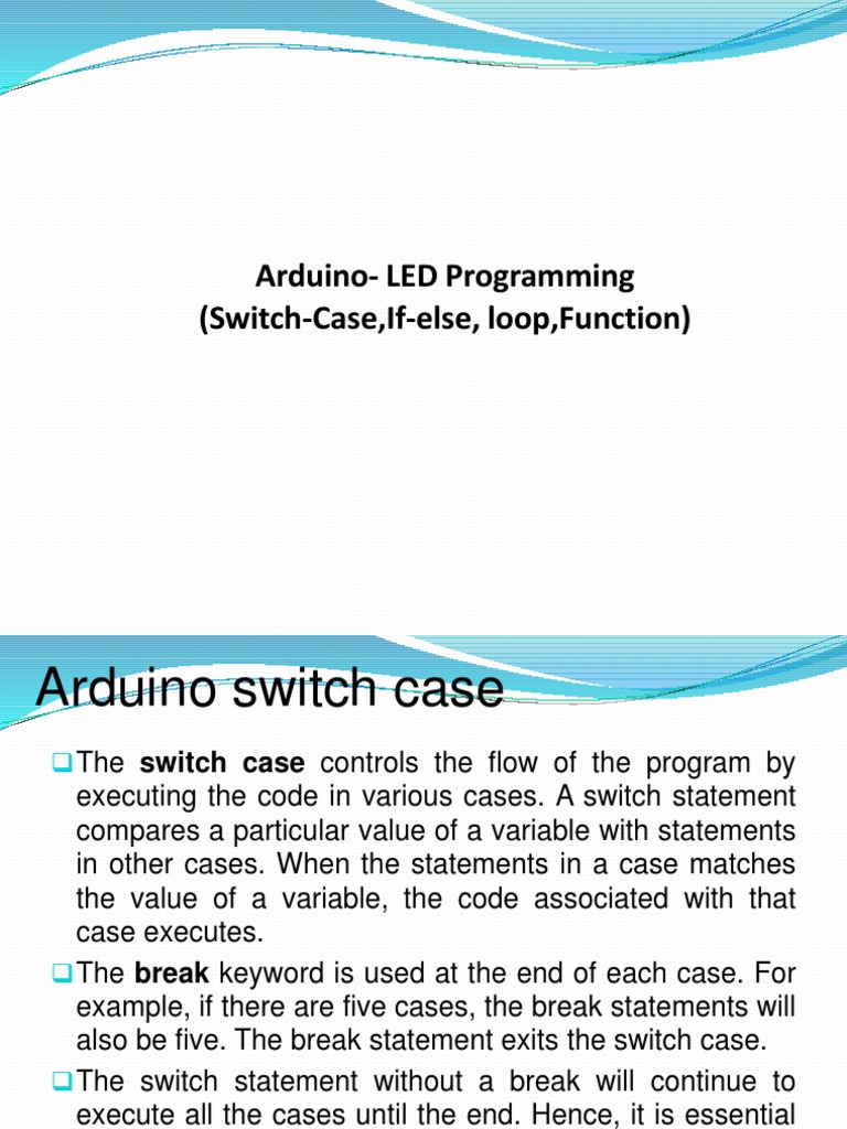 Arduino-LED Programming (Switch-Case, If-Else, Loop, Function) | PDF ...