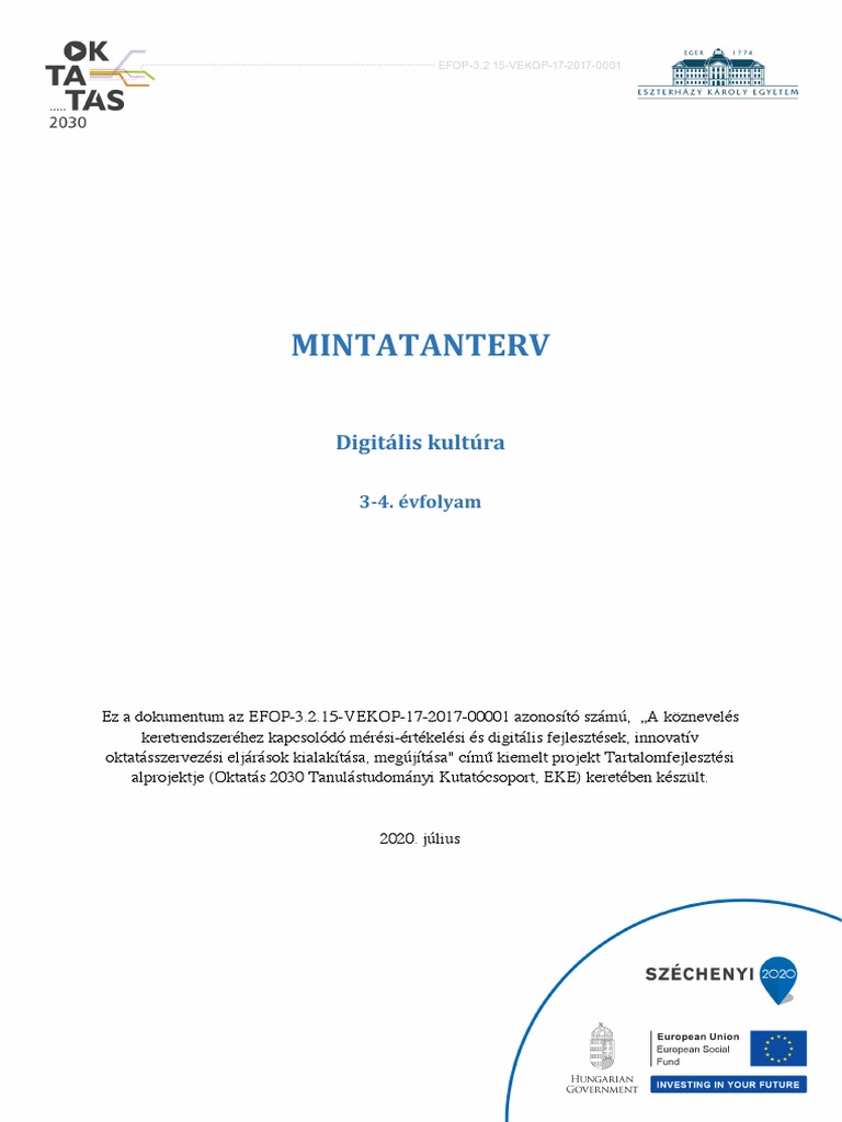 Digitalis Kultura Mintatanterv 3 4 PDF