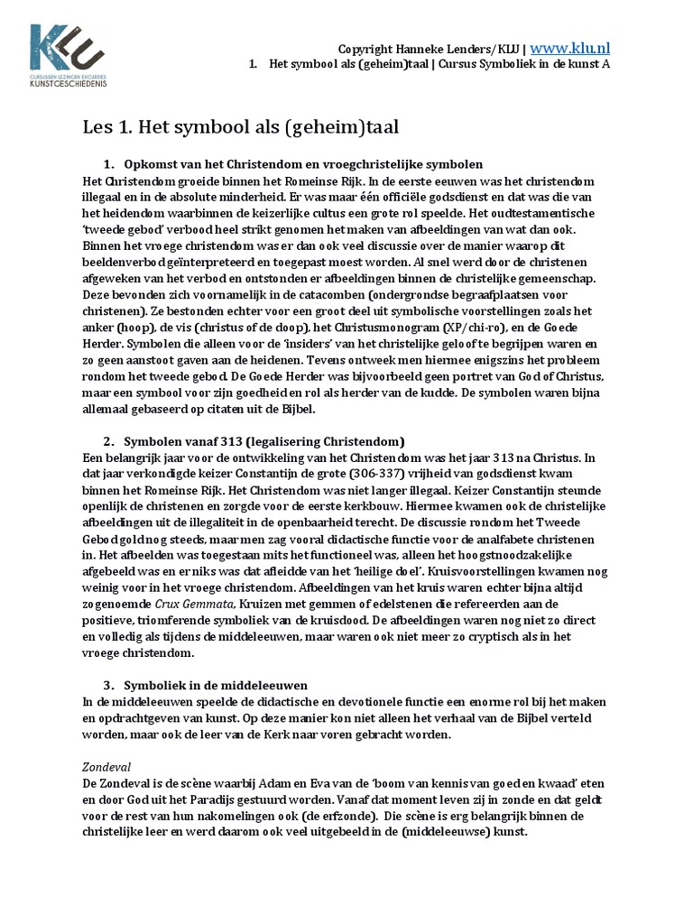 Samenvatting Symboliek A1 | PDF