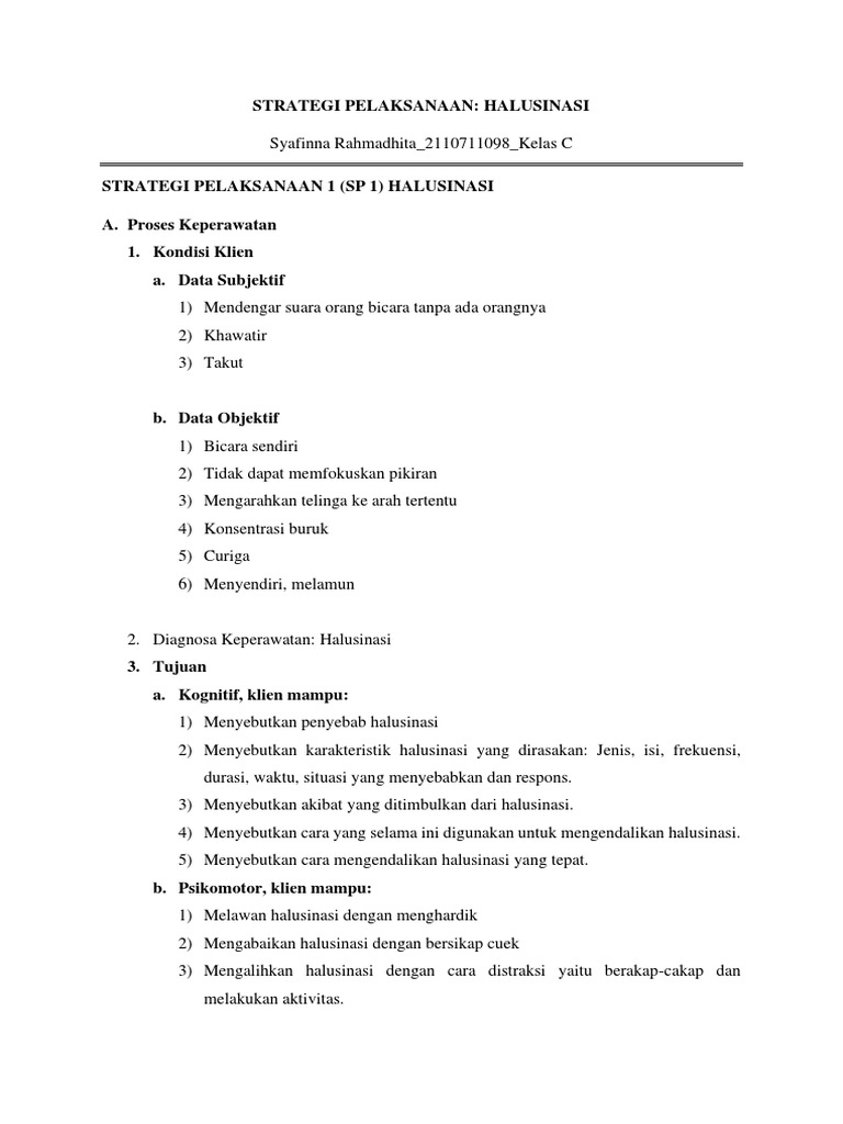 Strategi Mengatasi Halusinasi Klien | PDF