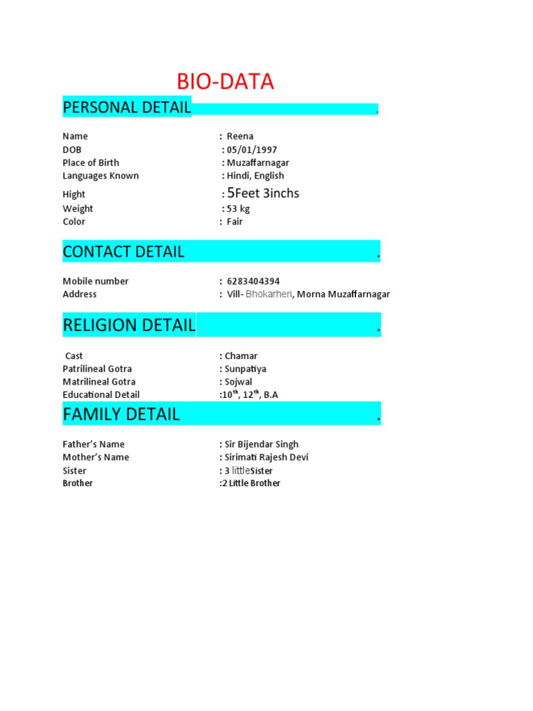 Biodata | PDF | Sports & Recreation | Wellness