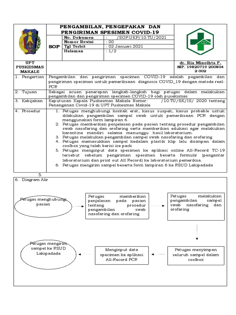 Sop Pengambilan Dan Pengiriman Sampel PCR | PDF | Sains & Matematika ...