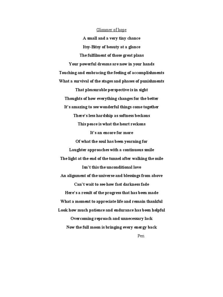 Glimmer of Hope: A Poem on Resilience | PDF
