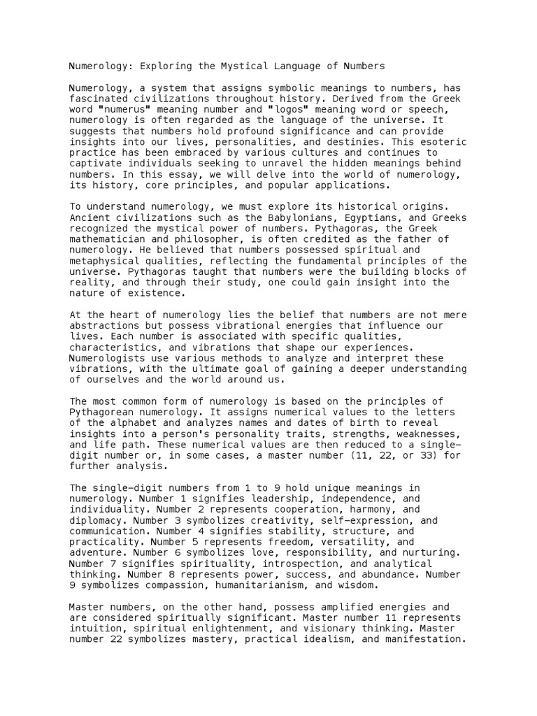 Numerology Pdf Metaphysics Cognition