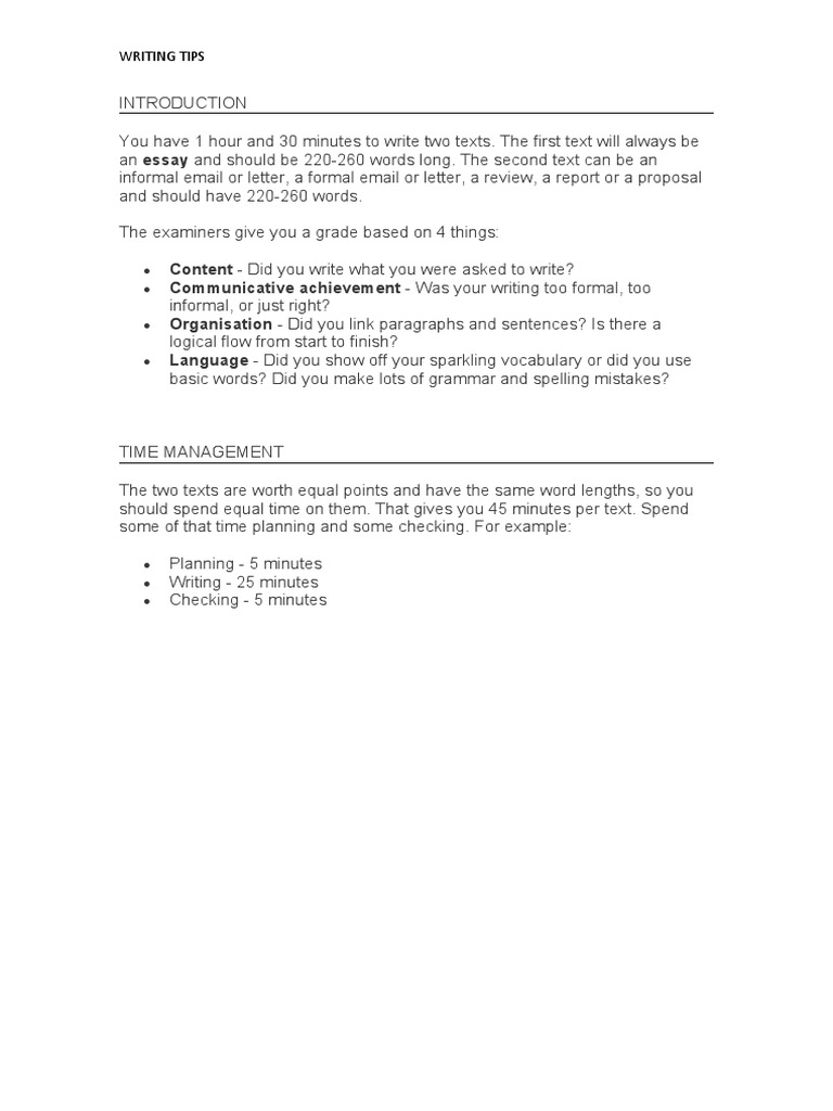 Writing Tips Cae PDF International Student Reason