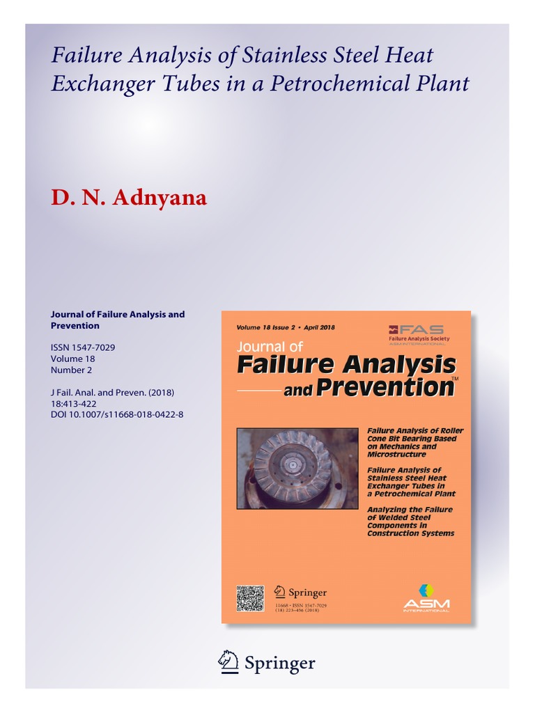 1 Failure Analysis Of Stainless Steel Heat Exhanger Tube In A