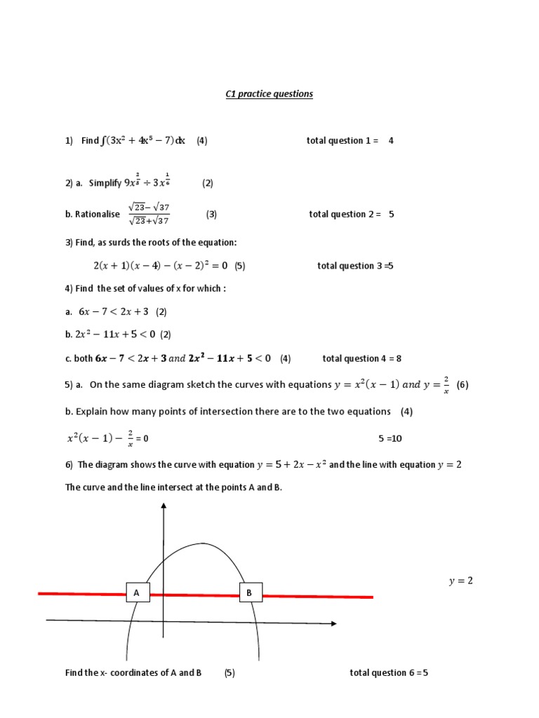 C1 Practice Papers | PDF | Equations | Line (Geometry)