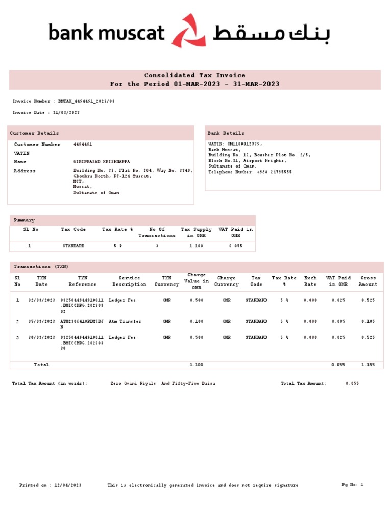 Consolidated Tax Invoice for March 2023 | PDF | Invoice | Taxes