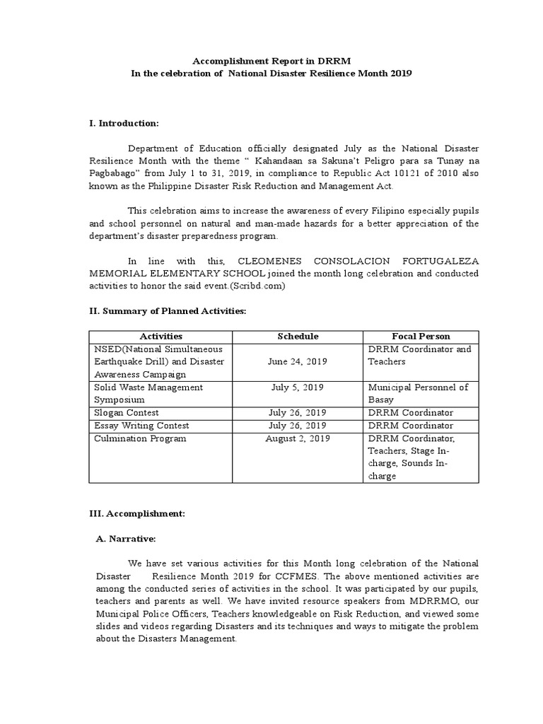 accomplishment-report-in-drrm-pdf-emergency-management