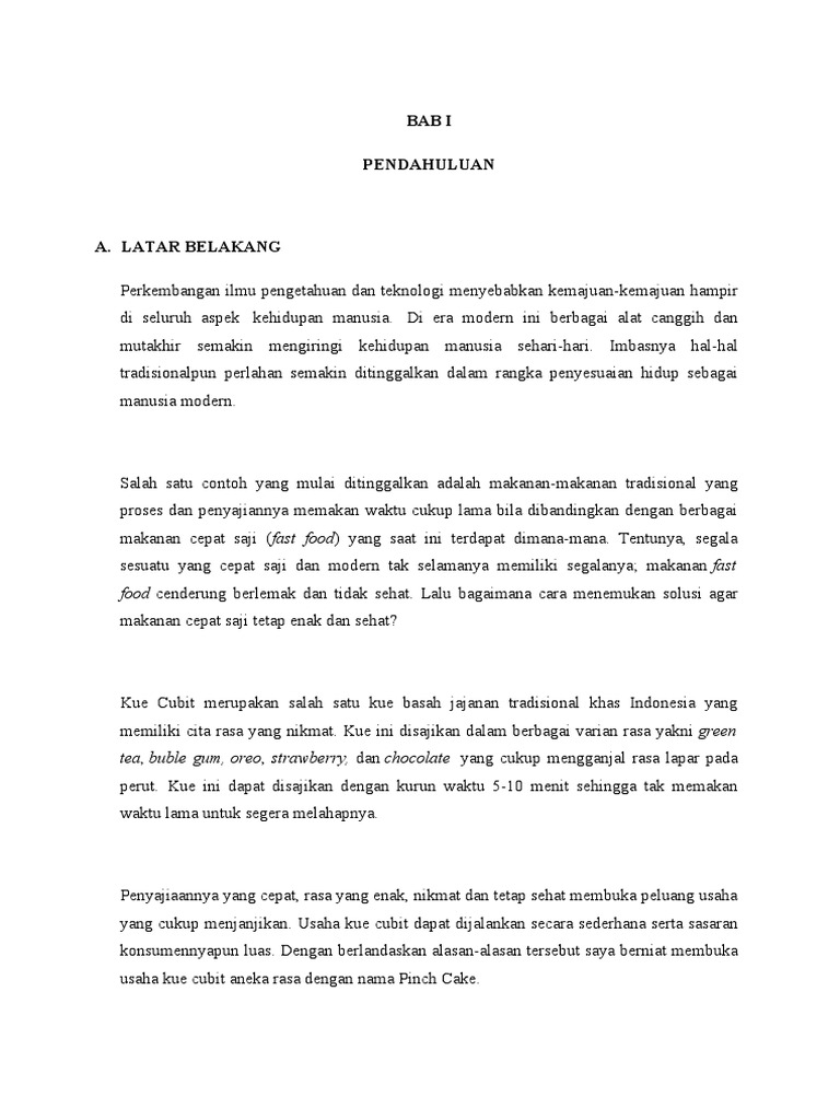 Proposal Kue Cubit Pdf Bisnis Memasak Makanan Anggur