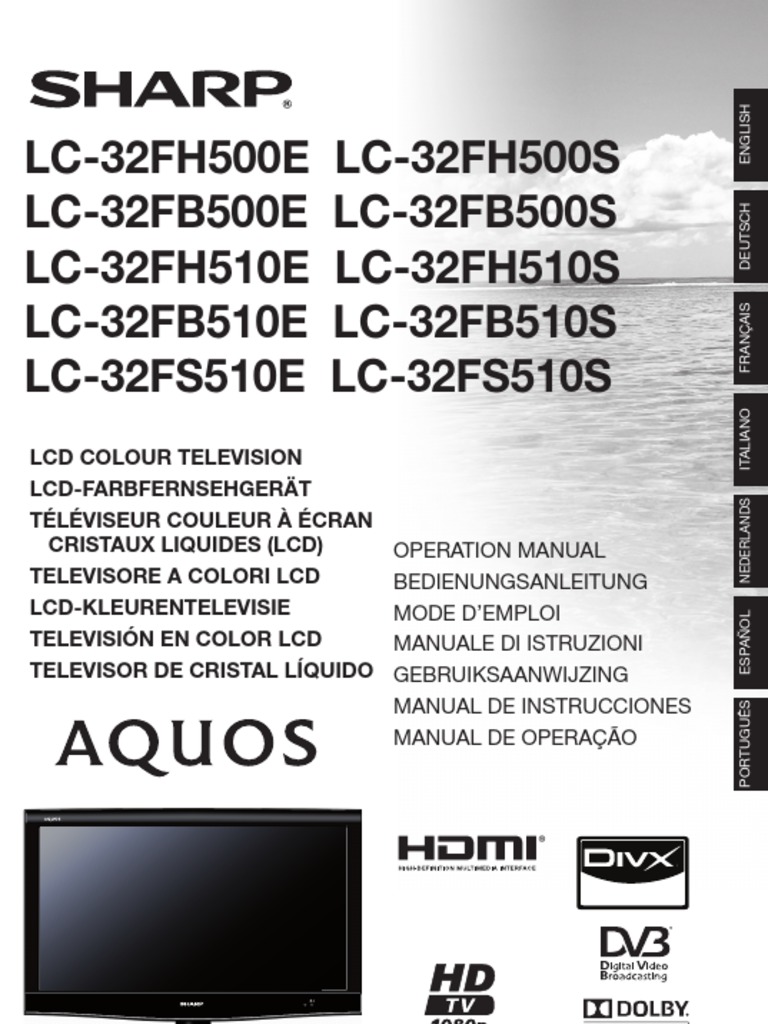 Manual TV Sharp Lc32fh500e1 PDF Ac Power Plugs And Sockets Fuse