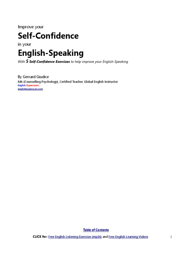 Improve Your Self-Confidence in Your English-Speaking PDF | PDF | Self ...