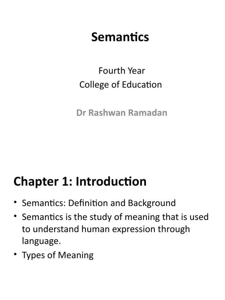 Understanding Semantics and Meaning | PDF | Word | Linguistics