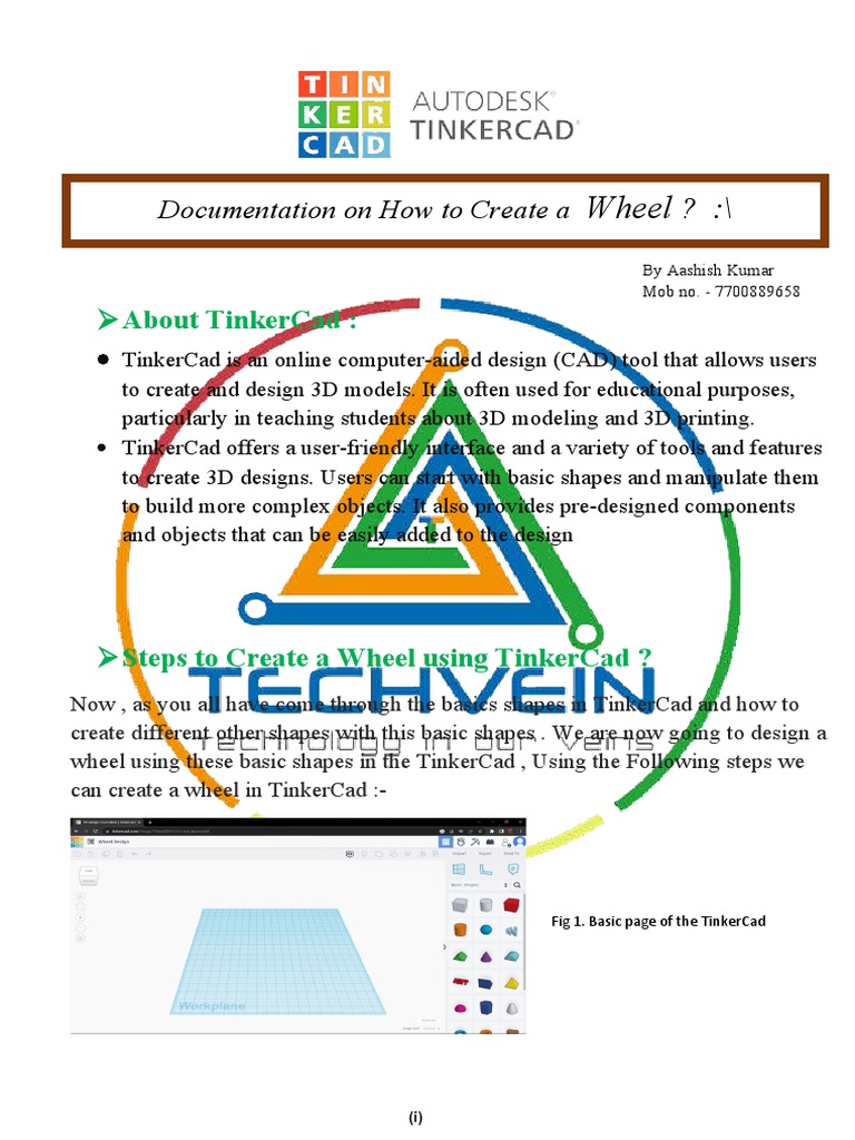 How To Create A Wheel Using Basic Shapes in TinkerCad PDF 3 D