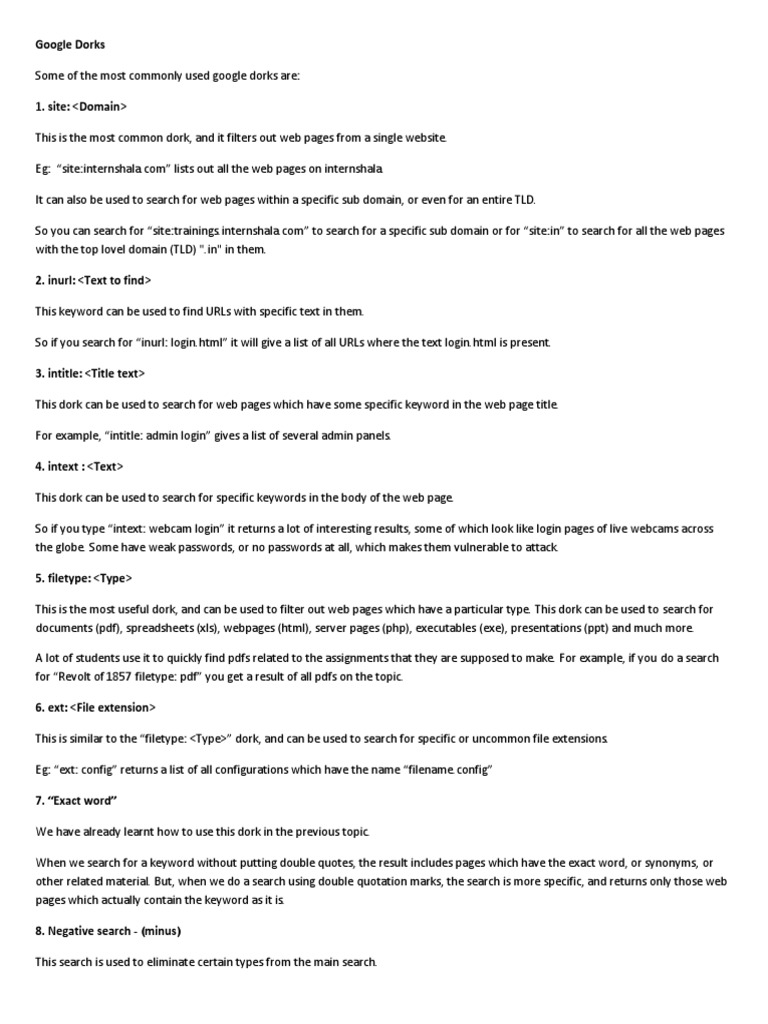 GOOGLE DORKS LIST 2022 visual data 3