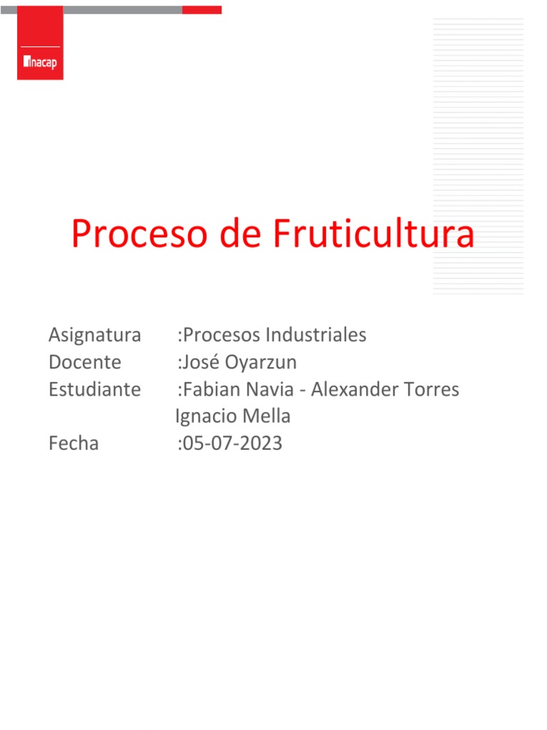 Proceso de Fruticultura | PDF | Agricultura | Sustentabilidad