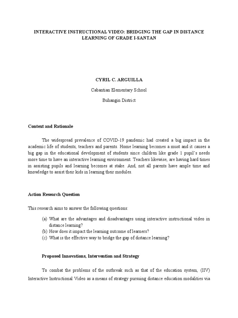 Sample Research Proposal | PDF | Distance Education | Learning
