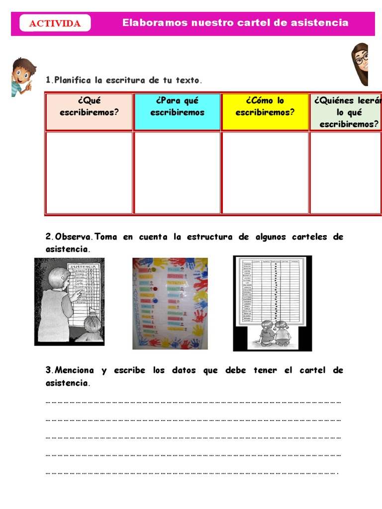 Actividades para el Cartel de Asistencia | PDF | Hogar, jardinería y ...