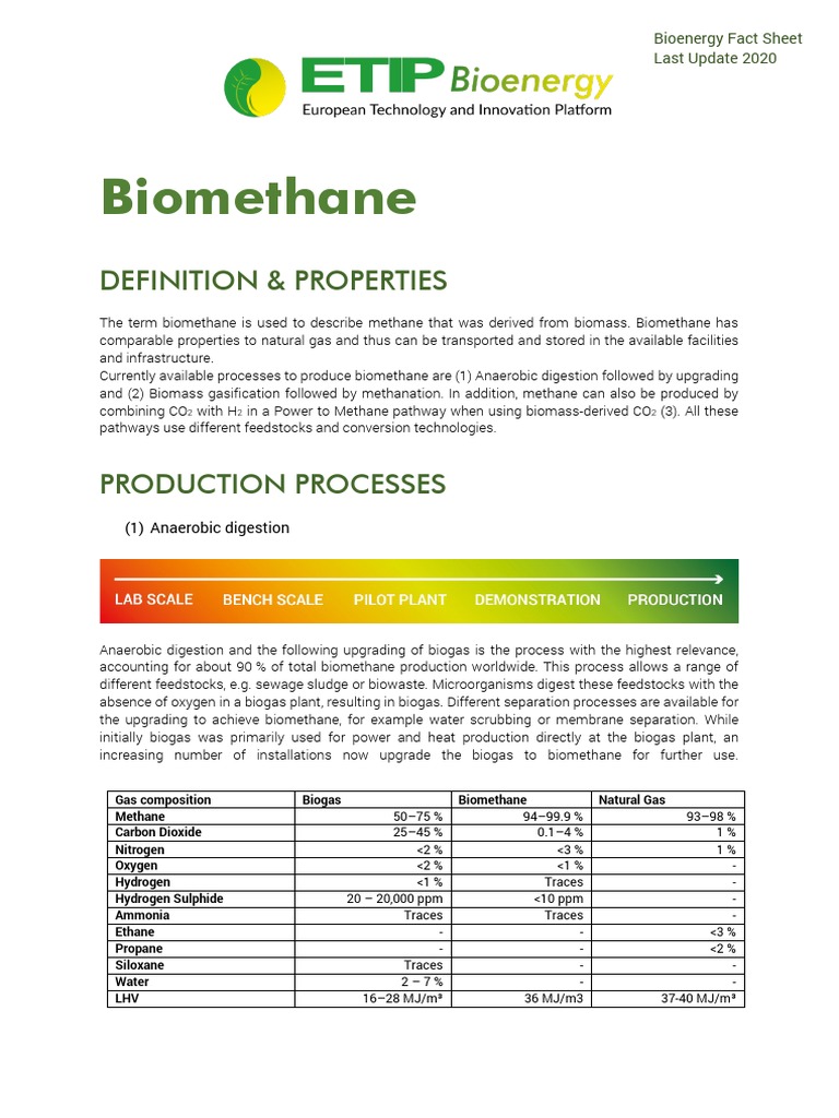 ETIP B Factsheet Biomethane | PDF | Biogas | Anaerobic Digestion