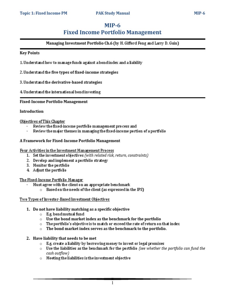 5.PAK QFIPME TOPIC1 MIP 6 Fixed Portfolio Management PDF