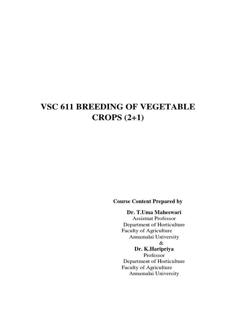 VSC 611 - Breeding of Vegetable Crops | PDF | Flowers | Petal