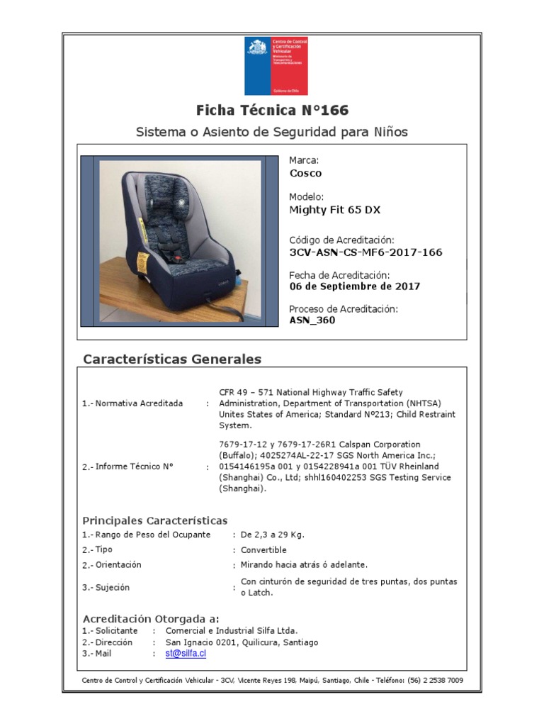 166 Ficha Técnica ASN 360 Cosco Mighty Fit 65 DX PDF