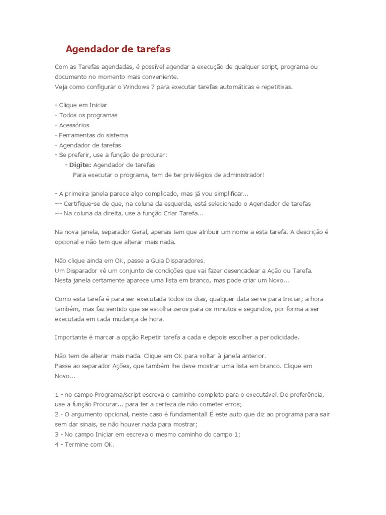 Agendador de tarefas | PDF
