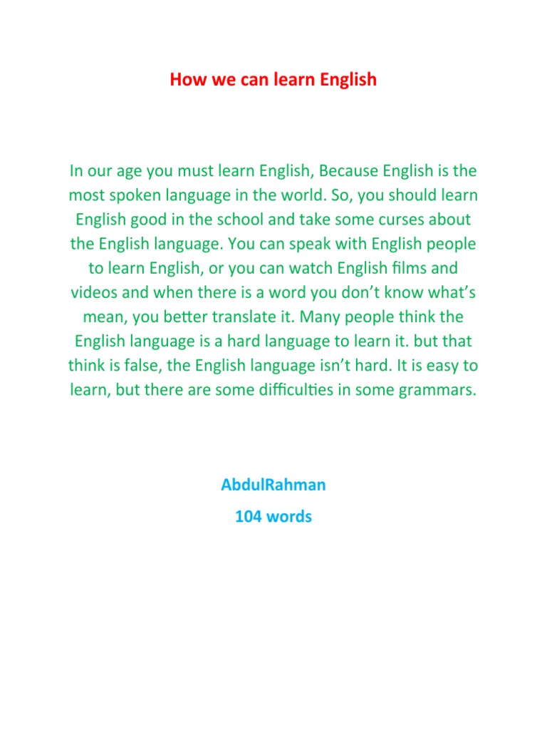 How We Can Learn English Language