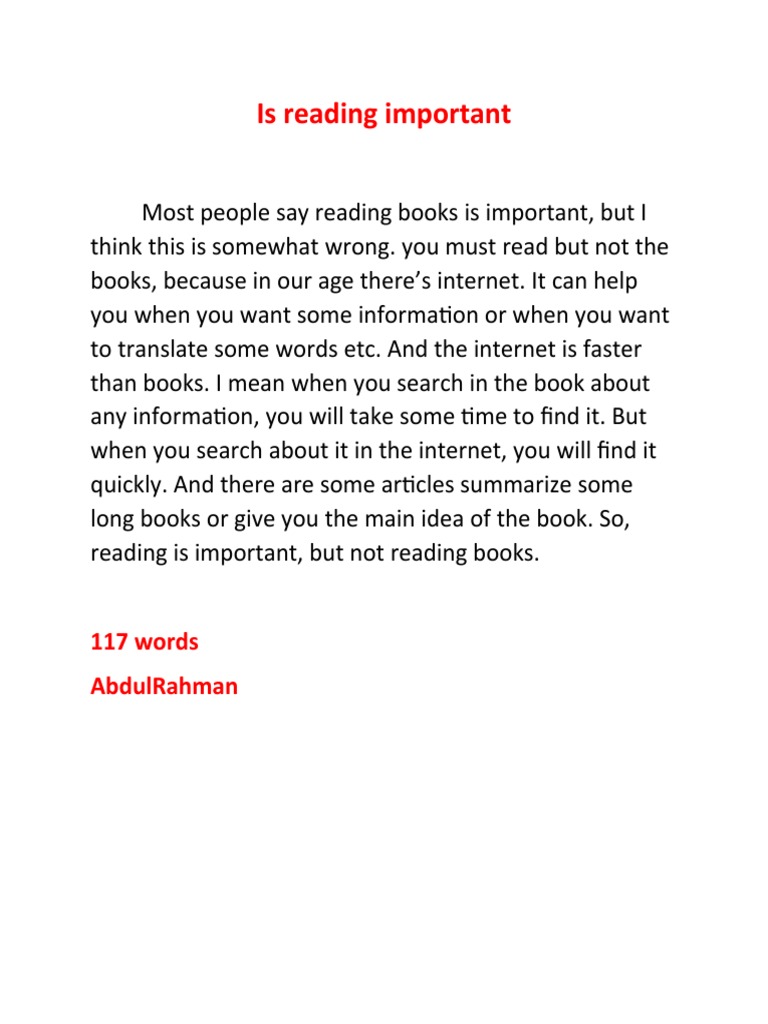 Is Reading Important PDF