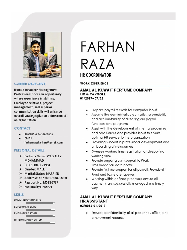 Farhan CV HR | Download Free PDF | Human Resources | Payroll