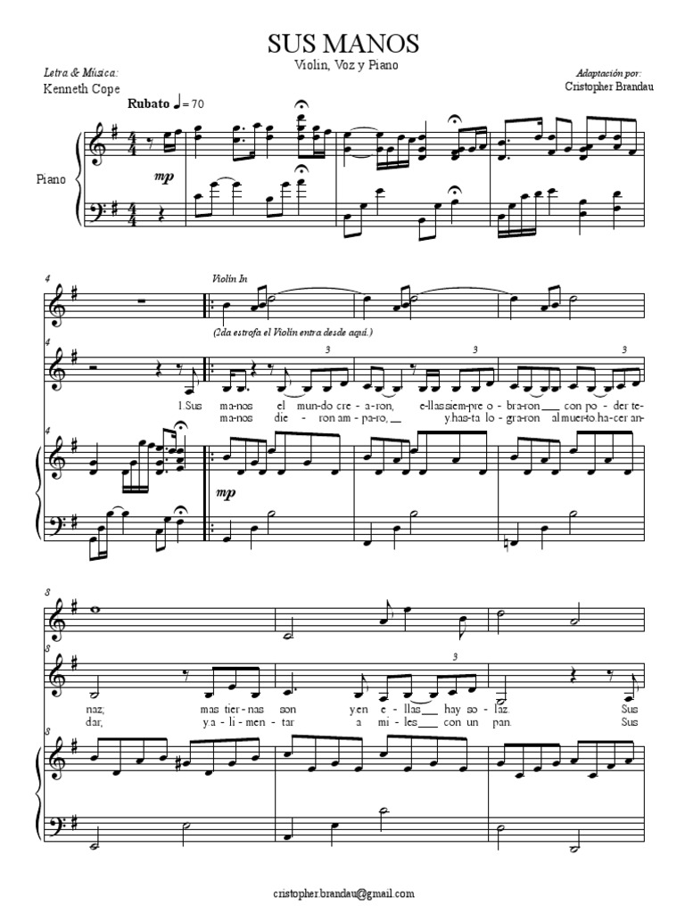 Sus Manos - Violin-Voz-Piano | PDF