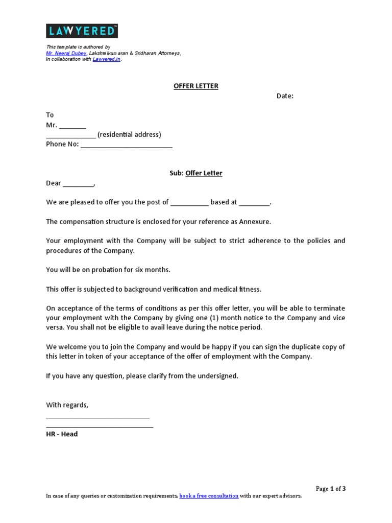 Offer Letter | PDF | Business