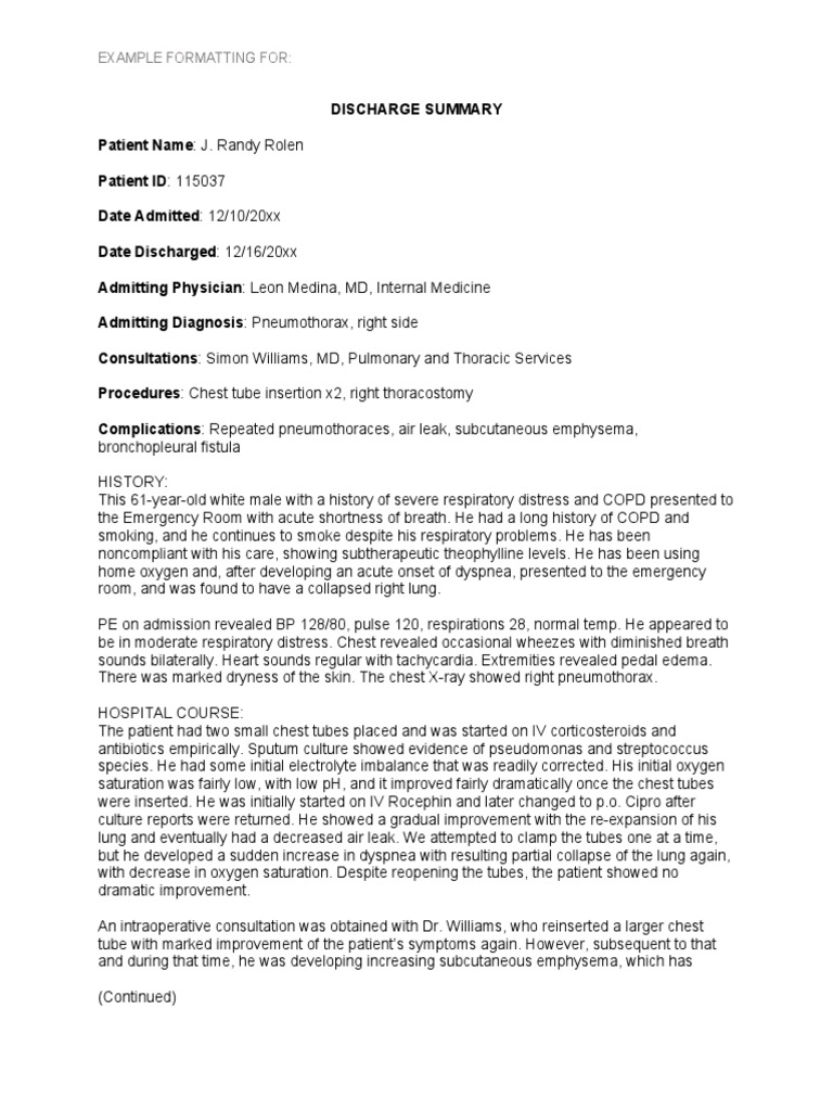 Discharge Sample | Download Free PDF | Chronic Obstructive Pulmonary ...